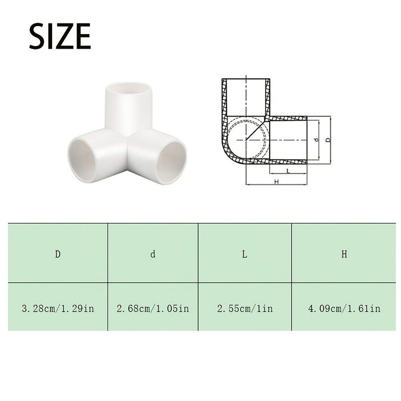 12 قطعة من موصلات أنابيب PVC بقطر 3/4 إنش على شكل حرف T، تستخدم في مشاريع DIY للإطارات الداعمة للحدائق، والبيوت الزجاجية، والخيام. - Image 2