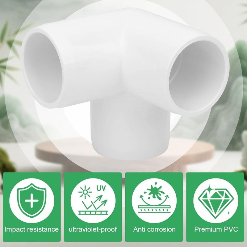 12 قطعة من موصلات أنابيب PVC بقطر 3/4 إنش على شكل حرف T، تستخدم في مشاريع DIY للإطارات الداعمة للحدائق، والبيوت الزجاجية، والخيام. - Image 4