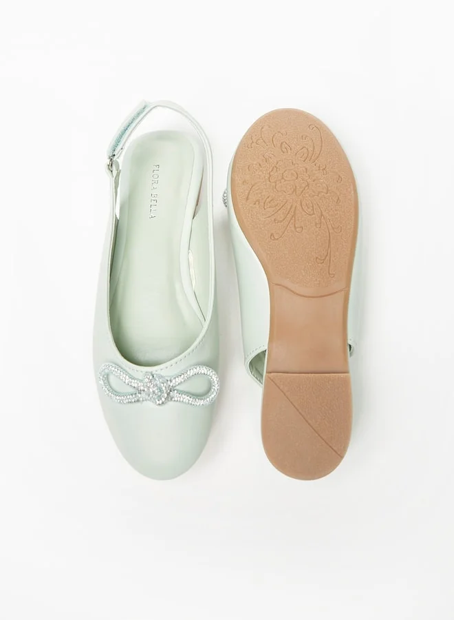 فلورا بيلا من شو إكسبرس Girl's Slingback Ballerina Shoes with Embellished Bow Accent Ramadan Collection