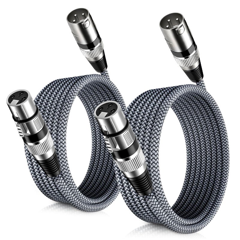 Elebase XLR Microphone Cable 2 Pack 10 Feet,XLR Male to Female Mic Cord,3-pin Balanced Shielded Cables Wire,for Amplifier Mixer,Recording Studio,Speaker Systems,Foot,FT - Image 1