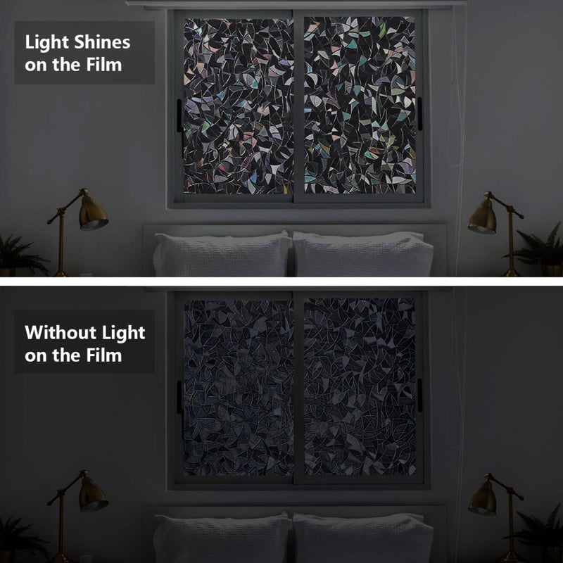 LEMON CLOUD Window Privacy Film Total Blackout Decorative Window Film, Static Cling Darkening Frosted Glass Covering 100% Opaque Removable for High Privacy, Black Half Moon Anti-UV(17.5 x 78.7 Inch) - Image 5