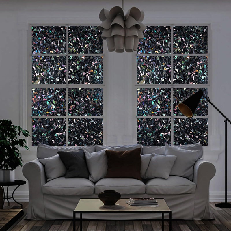 LEMON CLOUD Window Privacy Film Total Blackout Decorative Window Film, Static Cling Darkening Frosted Glass Covering 100% Opaque Removable for High Privacy, Black Half Moon Anti-UV(17.5 x 78.7 Inch) - Image 4