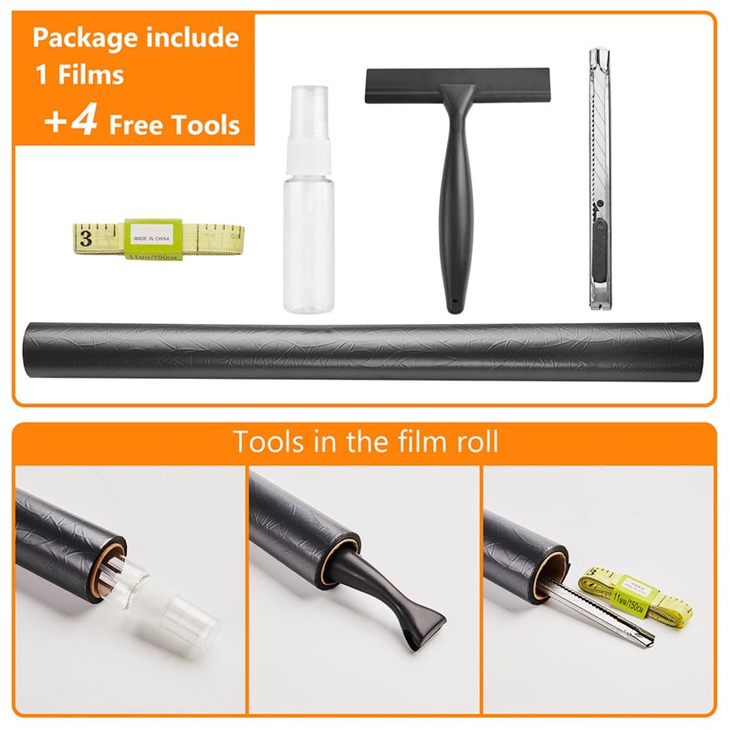 LEMON CLOUD Window Privacy Film Total Blackout Decorative Window Film, Static Cling Darkening Frosted Glass Covering 100% Opaque Removable for High Privacy, Black Half Moon Anti-UV(17.5 x 78.7 Inch) - Image 2