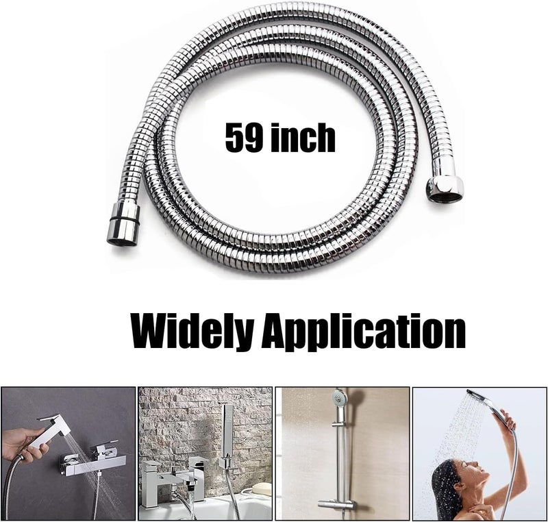 FIORA SS 304 Grade Bathroom Flexible Shower Tube | Hand Shower Hose Pipe | Health Faucet Tube | Jet Spray Pipe | Shower Pipe For Bathroom | Chrome Finish (1.5 meter) (Pack of 2) - Image 2
