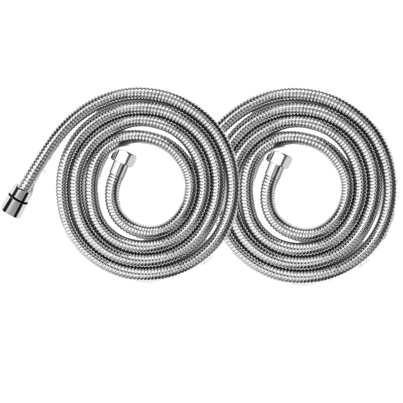 FIORA SS 304 Grade Bathroom Flexible Shower Tube | Hand Shower Hose Pipe | Health Faucet Tube | Jet Spray Pipe | Shower Pipe For Bathroom | Chrome Finish (1.5 meter) (Pack of 2) - Image 1