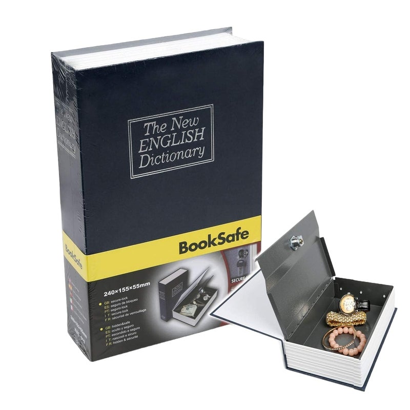 FOSCADIT Foscadit Book Safe Metal Locker Box with Lock and Key Secret Safe Box Hidden inside Dictionary  - Image 1