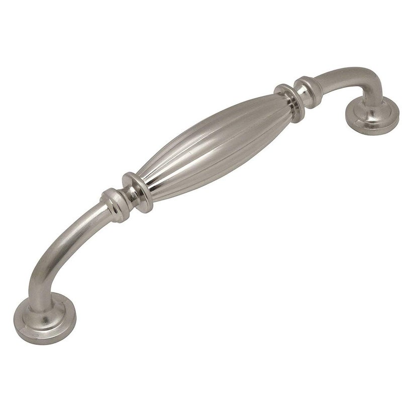Cosmas 10 Pack 7120SN Satin Nickel Country Style Cabinet Hardware Ribbed Handle Pull 5 Inch 128mm Hole Centers