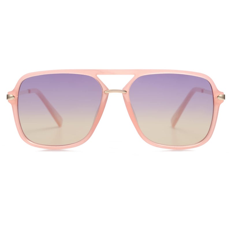 SOJOS Sunglasses for Women & Men, Square, Retro, Polarized Lens, Trendy Aviator, 90s Shades (SJ2229, Pink Blue) - Image 1