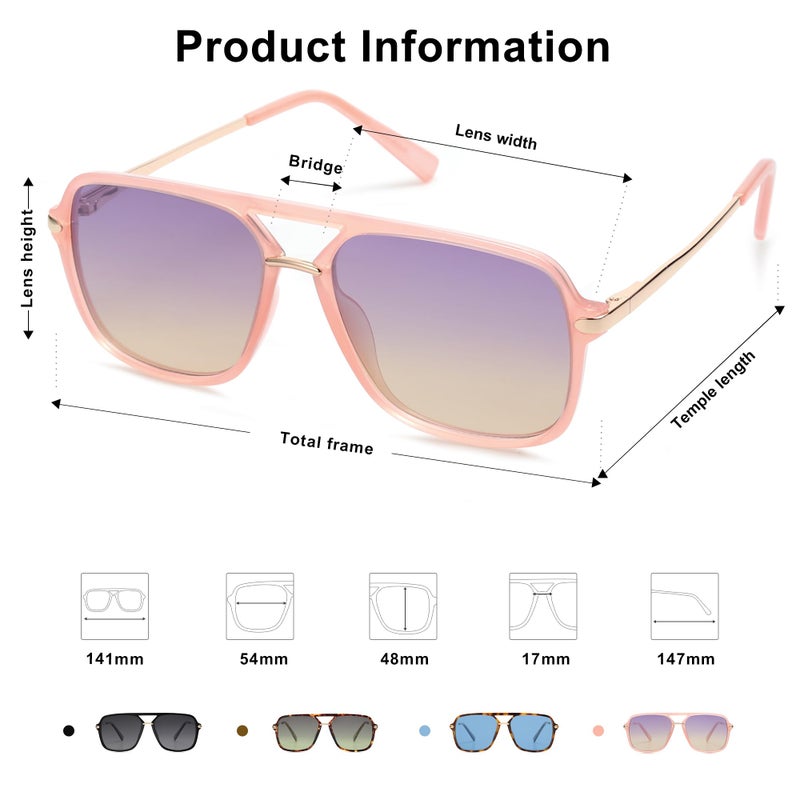SOJOS Sunglasses for Women & Men, Square, Retro, Polarized Lens, Trendy Aviator, 90s Shades (SJ2229, Pink Blue) - Image 5