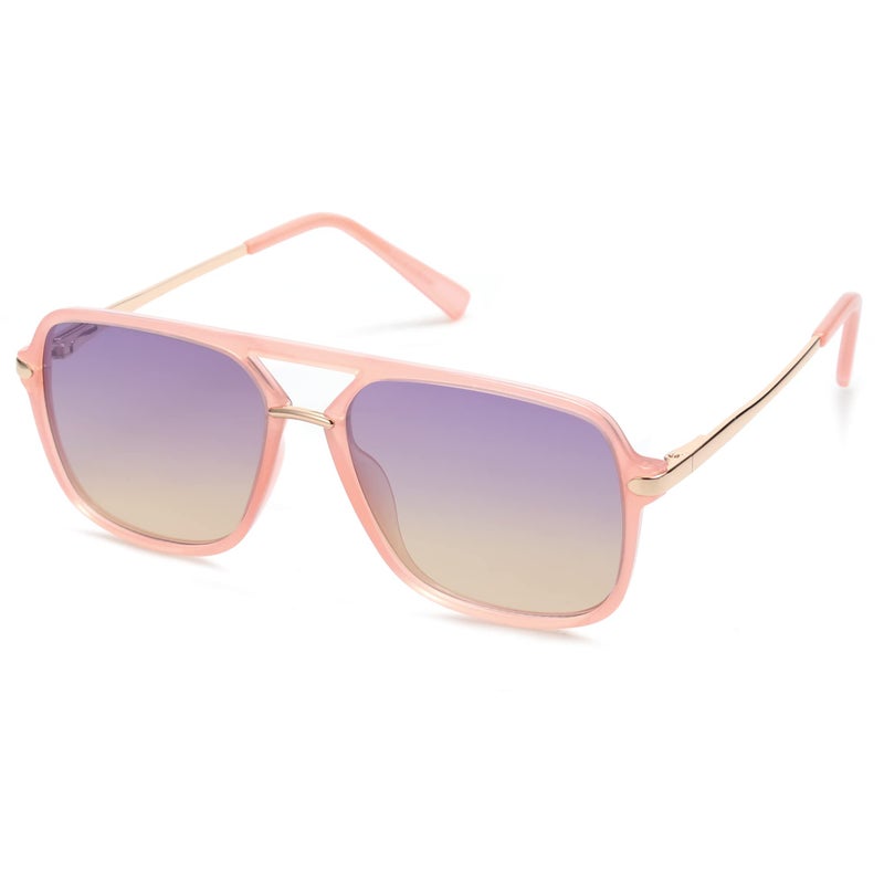 SOJOS Sunglasses for Women & Men, Square, Retro, Polarized Lens, Trendy Aviator, 90s Shades (SJ2229, Pink Blue) - Image 3