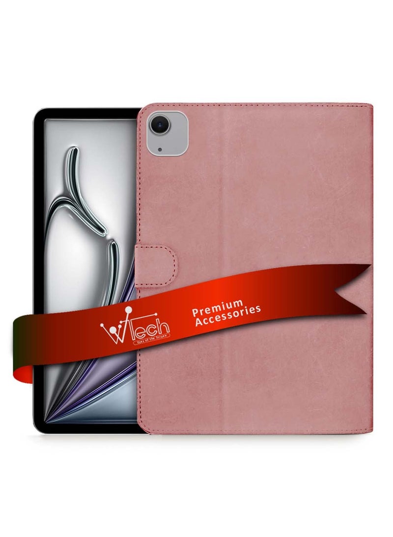 دبليو تيك غلاف حماية مغناطيسي من الجلد الصناعي WTech لجهاز Apple iPad Air 11 (iPad Air 6) الجيل السادس 5G 2024 بحجم 11 بوصة / Apple iPad Air 11 بوصة (M3) 2025 - ذهبي وردي - Image 1