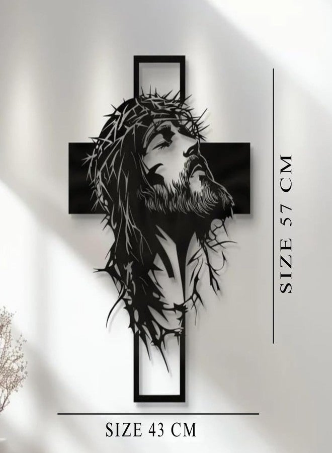 BLIND SHOP Metal Wall Art, Metal Jesus Wall Decor, Metal Jesus and the Cross Decor,Large Jesus Metal Wall Art, Christian Home Decor, Jesus, the Cross (57x43x1.5 CM) - Image 2