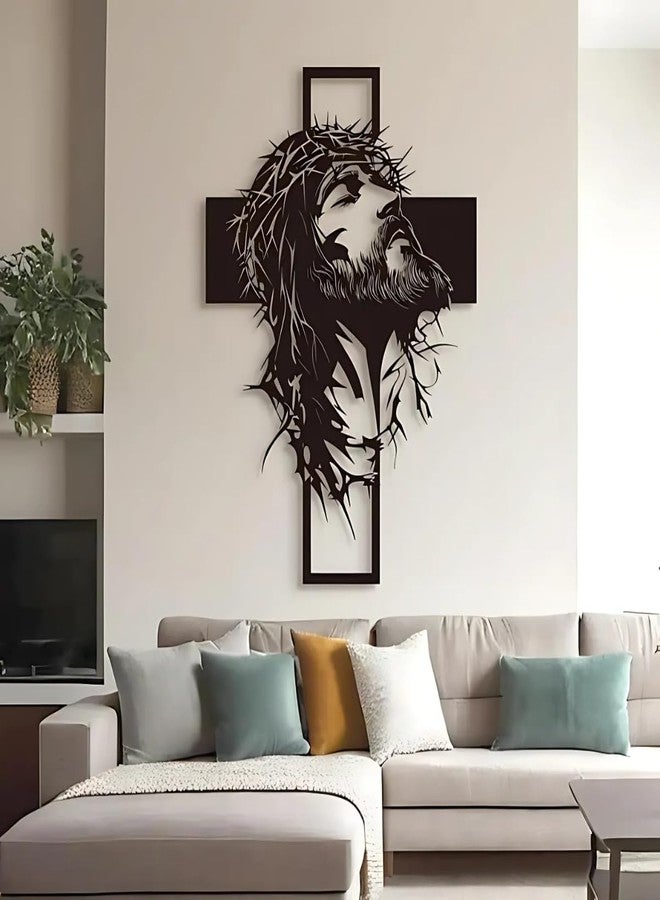 BLIND SHOP Metal Wall Art, Metal Jesus Wall Decor, Metal Jesus and the Cross Decor,Large Jesus Metal Wall Art, Christian Home Decor, Jesus, the Cross (57x43x1.5 CM) - Image 3