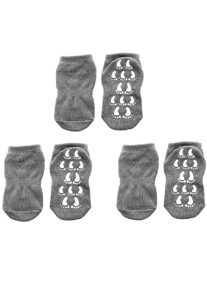 AIWANTO 3 Pairs Anti Slip Children Socks Breathable Baby (Grey) - Image 2