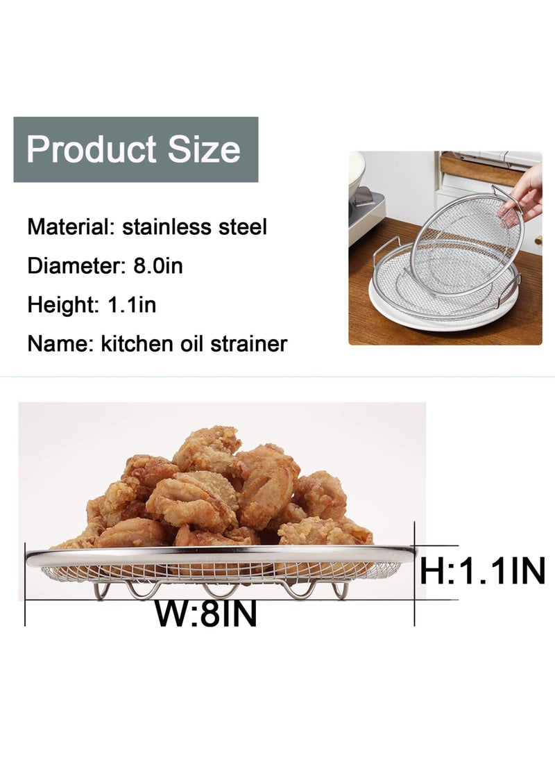 KASTWAVE صينية تصفية زيت المطبخ، صينية تصفية زيت القلي من الفولاذ المقاوم للصدأ مع سلة مصفاة شبكية دقيقة للقلي والشواء، مصفاة مطبخ لغسل الخضروات والفواكه - Image 2