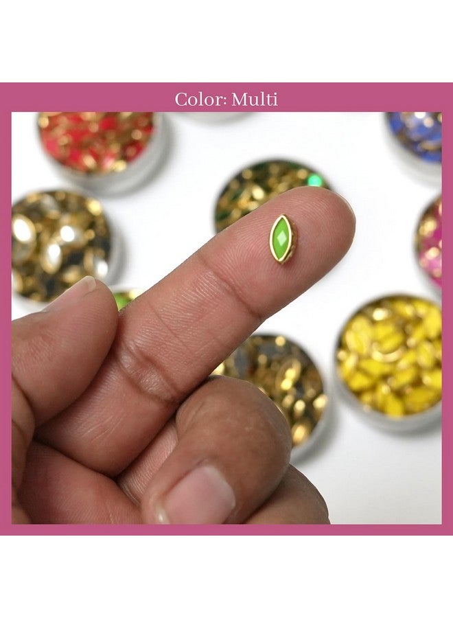 EmbroideryMaterial Glass & Resin Flat Glue On Kundan Stones Beads for Craft, Jewellery Making, Bangles Work, Maggam Work Material, Stones for Embroidery Work, Aari Work (500 Pieces, 50 Piece of Each) - Image 3