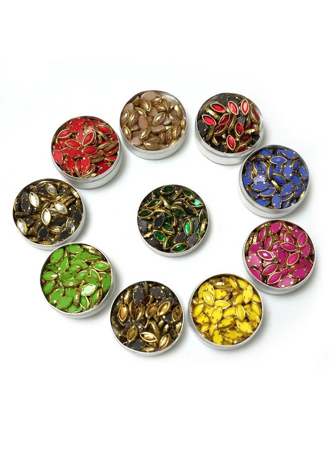 EmbroideryMaterial Glass & Resin Flat Glue On Kundan Stones Beads for Craft, Jewellery Making, Bangles Work, Maggam Work Material, Stones for Embroidery Work, Aari Work (500 Pieces, 50 Piece of Each) - Image 1