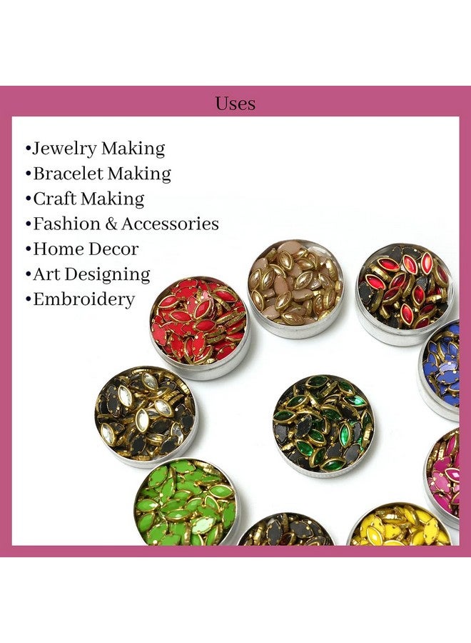 EmbroideryMaterial Glass & Resin Flat Glue On Kundan Stones Beads for Craft, Jewellery Making, Bangles Work, Maggam Work Material, Stones for Embroidery Work, Aari Work (500 Pieces, 50 Piece of Each) - Image 5