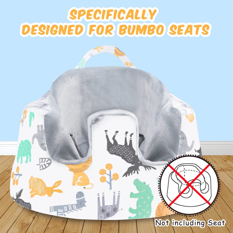 SMTTW Seat Cover Compatible with Bumbo Seat, Summer Cooling Breathable Seat Cover for Baby Boy Girl(Grey Animals) - Image 4