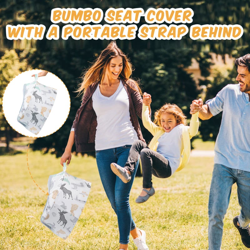 SMTTW Seat Cover Compatible with Bumbo Seat, Summer Cooling Breathable Seat Cover for Baby Boy Girl(Grey Animals) - Image 2
