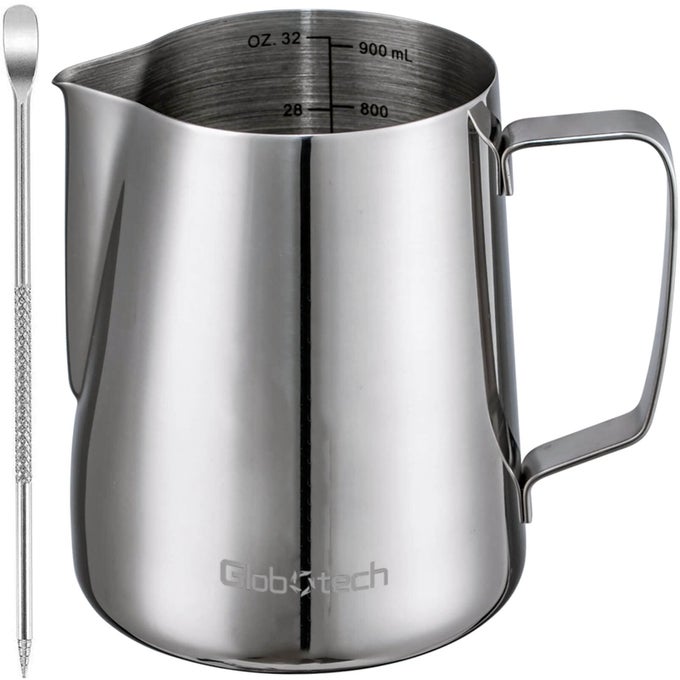 ESPRESSO STEAMING PITCHER MILK FROTHINGCUP STAINLESS STEEL CAPPUCCINO COFFEE STEAMER JUG MATCHA CHAI HOT CHOCOLATE CUP 32 OZ 900ML