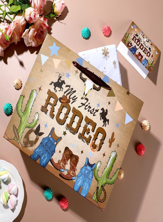 Wayyogh My First Rodeo Birthday Gift Bags Decoration, Large Western Cowboy 1st Paper Bag with Greeting Card Tissue Wrapping Paper 1st Gift Bag for Boy One Year Old Boy Birthday Party Supplies Decor - Image 3