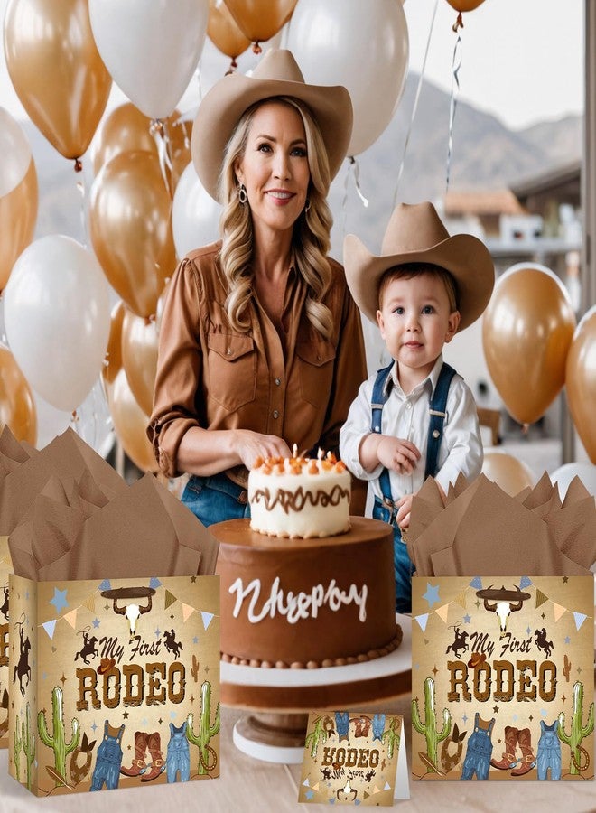 Wayyogh My First Rodeo Birthday Gift Bags Decoration, Large Western Cowboy 1st Paper Bag with Greeting Card Tissue Wrapping Paper 1st Gift Bag for Boy One Year Old Boy Birthday Party Supplies Decor - Image 5