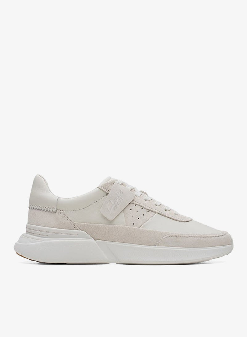 clarks Craft Pace Lace Up White Sneakers - Image 1