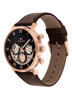 Men's Analog Round Shape Leather Wrist Watch 1710566 - 44 Mm