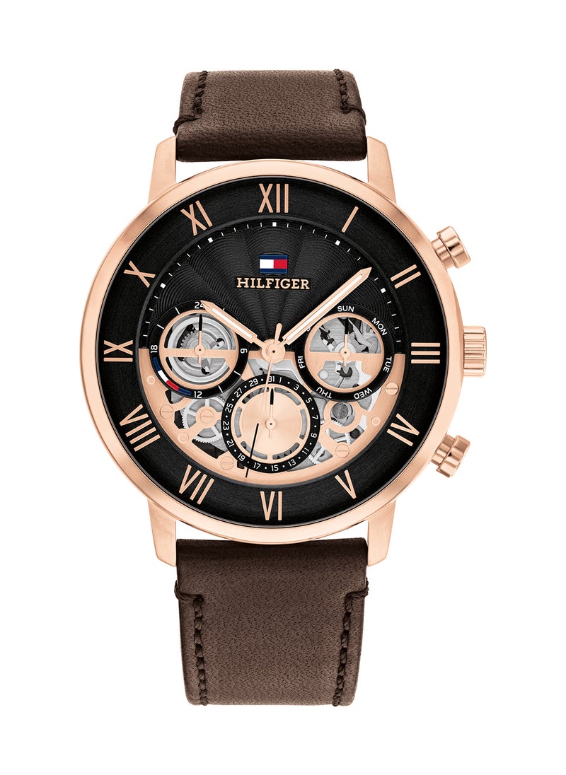 TOMMY HILFIGER - Men's Analog Round Shape Leather Wrist Watch 1710566 - 44 Mm - Image 1