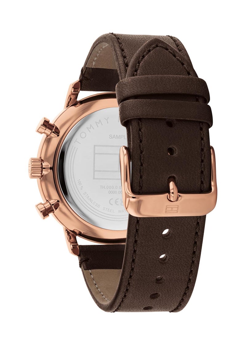 TOMMY HILFIGER - Men's Analog Round Shape Leather Wrist Watch 1710566 - 44 Mm - Image 1
