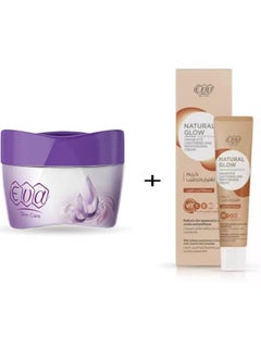 Eva Cream For Dry Skin 50g with Glycerin and Eva Skin Care Natural Glow Under Eye Cream 15 gm 
