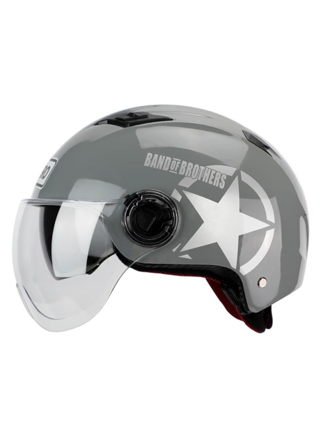 Bigbro X333 Cement Gray New National Standard 3c Double Lens Electric Motorcycle Safety Helmet Riding Helmet Men And Women Sunscreen Electric Vehicle Summer Half Helmet