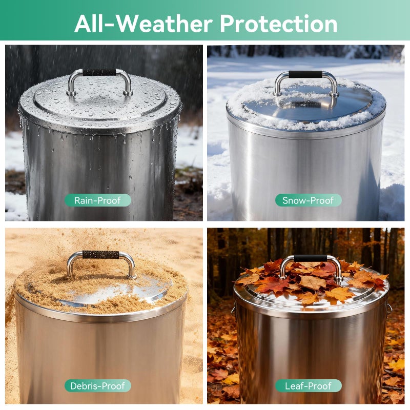 COGRICHBF Fire Pit Lid for Solo Stove Bonfire 19.5", 304 Stainless Steel Round Firepit Lid with Heat-Resistant Handle, Waterproof Outdoor Fire Pit Cover Top - Image 4