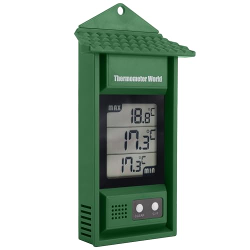 Thermometer World Digital Max Min Thermometer - Monitor Max and Min Temperatures with This Handy Greenhouse Thermometer Garden Accessories Easily Wall Mounted Maximum Minimum - Image 1
