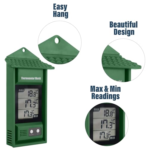 Thermometer World Digital Max Min Thermometer - Monitor Max and Min Temperatures with This Handy Greenhouse Thermometer Garden Accessories Easily Wall Mounted Maximum Minimum - Image 4