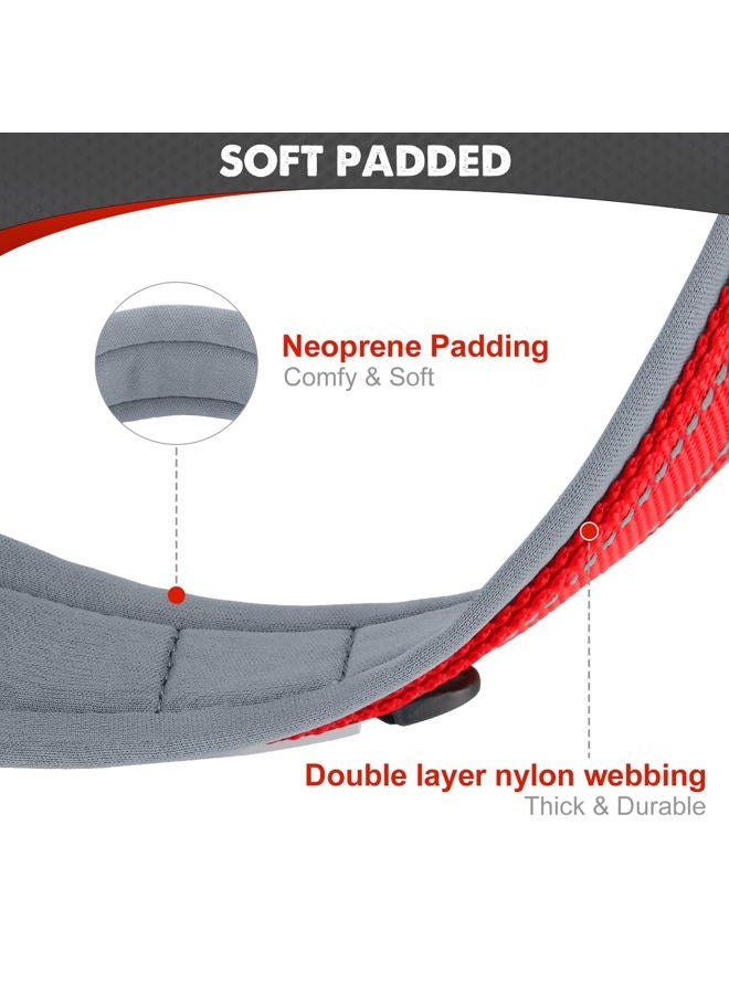 Joytale طوق للكلاب المتوسطة، مبطن بالنيوبرين وقابل للتعديل، طوق حيوانات أليفة عريض وقوي مع مشبك حزام معدني متين للمشي، أحمر، م - Image 2