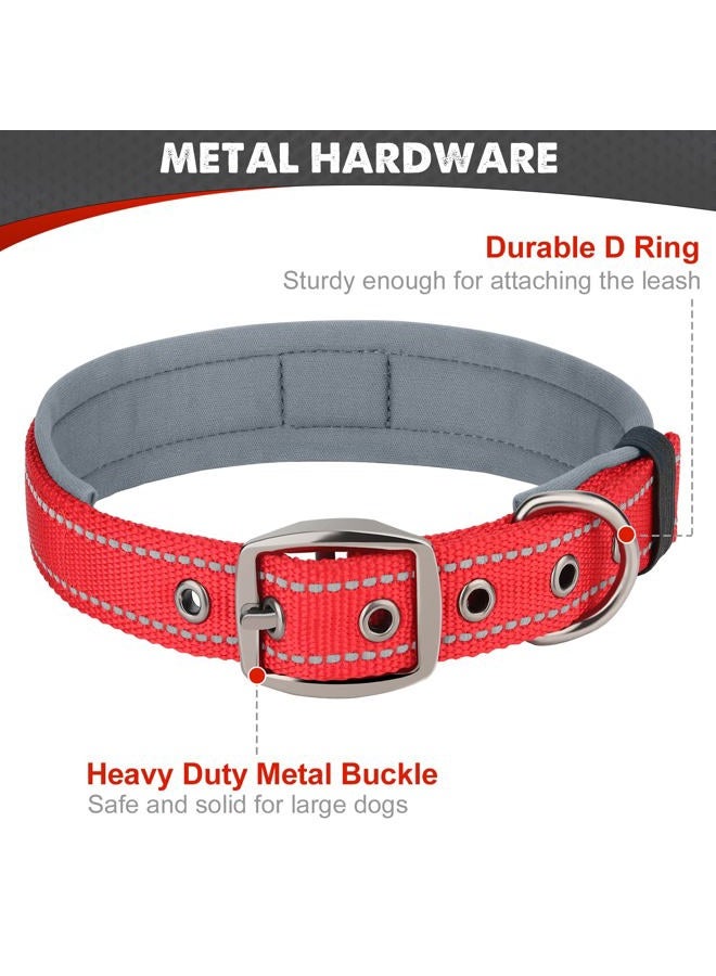 Joytale طوق للكلاب المتوسطة، مبطن بالنيوبرين وقابل للتعديل، طوق حيوانات أليفة عريض وقوي مع مشبك حزام معدني متين للمشي، أحمر، م - Image 5