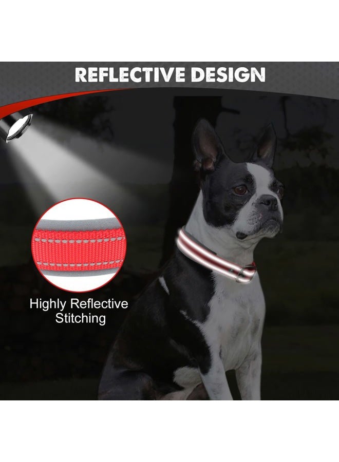 Joytale طوق للكلاب المتوسطة، مبطن بالنيوبرين وقابل للتعديل، طوق حيوانات أليفة عريض وقوي مع مشبك حزام معدني متين للمشي، أحمر، م - Image 4
