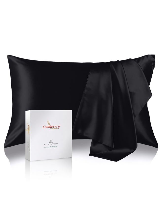 LOOMBERRY 100% Natural 22 Momme Pure Mulberry Silk Pillowcase for Hair and Skin Both Sides 22 Momme Highest Grade 6A with Hidden Zipper (Charcoal, Standard (50x66CM)) - Image 1