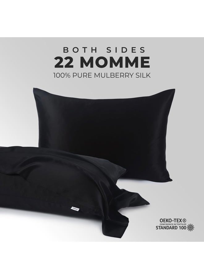 LOOMBERRY 100% Natural 22 Momme Pure Mulberry Silk Pillowcase for Hair and Skin Both Sides 22 Momme Highest Grade 6A with Hidden Zipper (Charcoal, Standard (50x66CM)) - Image 2
