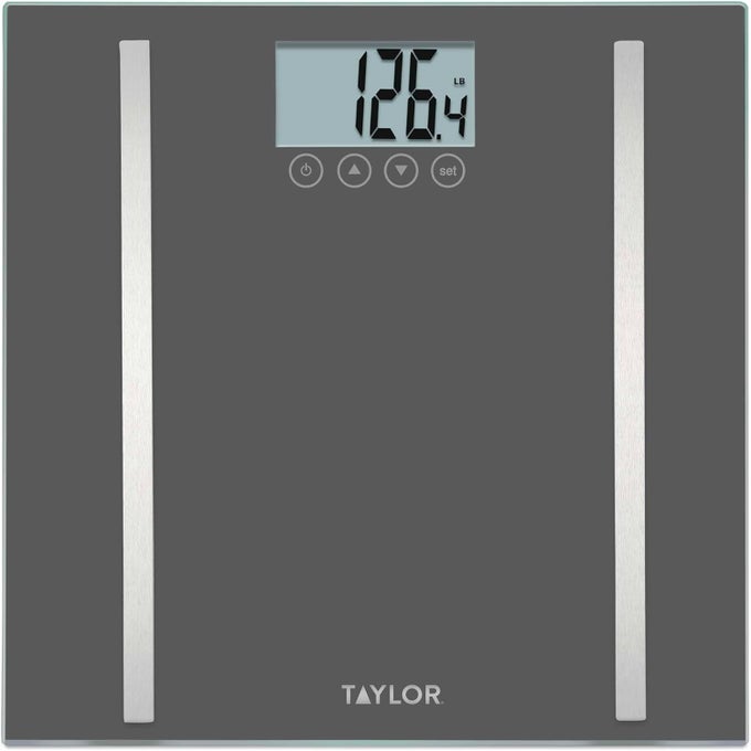 DIGITAL BODY COMPOSITION SCALE BATHROOM SCALE FOR BODY WEIGHT MEASURES BODY FAT BODY WATER MUSCLE MASS 8 USER RECOGNITION NORMAL ATHLETE MODES 400 LB CAPACITY BLACK