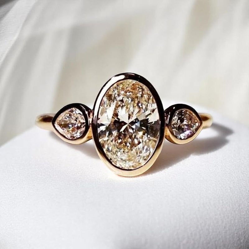 Custom 2.0CT Classic Vintage Style Oval Moissanite Ring, Delicate Solitaire Diamond Ring, Elegant Anniversary Ring, Yellow Gold Engagement Ring - Image 2