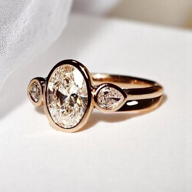 Custom 2.0CT Classic Vintage Style Oval Moissanite Ring, Delicate Solitaire Diamond Ring, Elegant Anniversary Ring, Yellow Gold Engagement Ring - Image 3