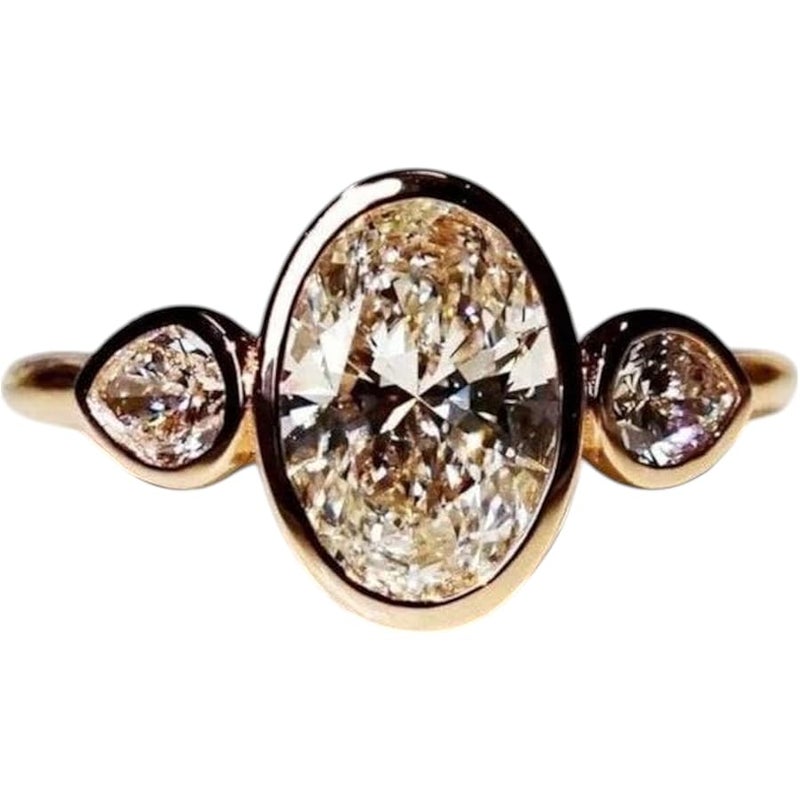 Custom 2.0CT Classic Vintage Style Oval Moissanite Ring, Delicate Solitaire Diamond Ring, Elegant Anniversary Ring, Yellow Gold Engagement Ring - Image 1