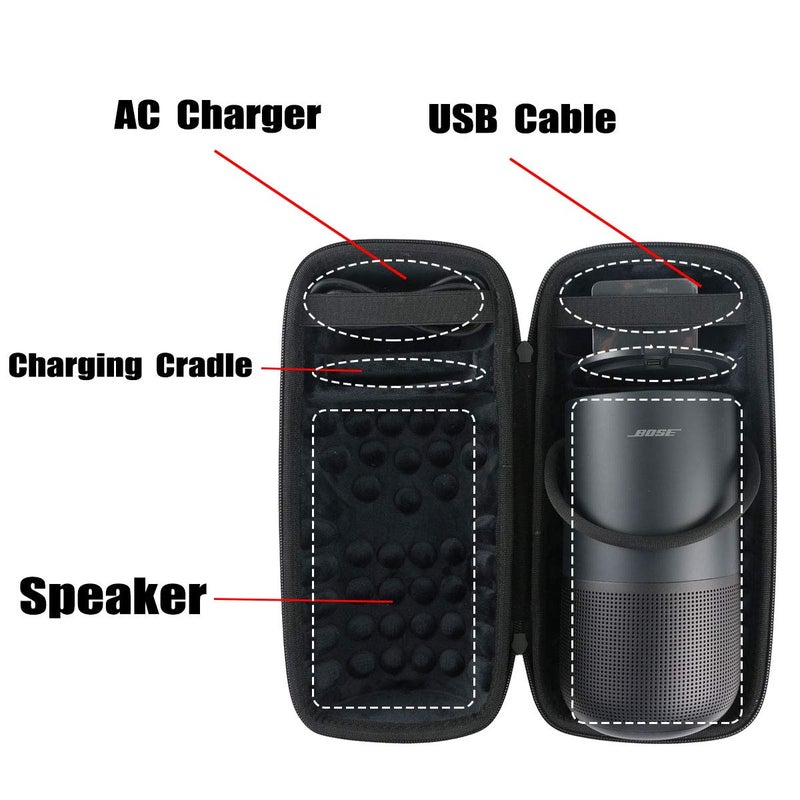 khanka Hard Travel Case Replacement for Bose Portable Smart Speaker (Square Triple Black) - Image 4