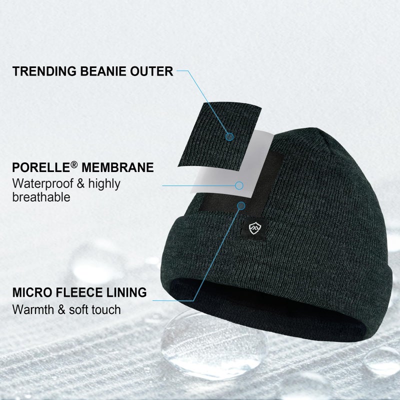 DexShell Waterproof Beanie for Men & Women, Windproof Thermal Winter Hat with Fleece Liner, PFOA-Free Membrane Insulated Cuffed Knit Cap for Cold Weather, Heather Grey One Size (56-58cm) - Image 3