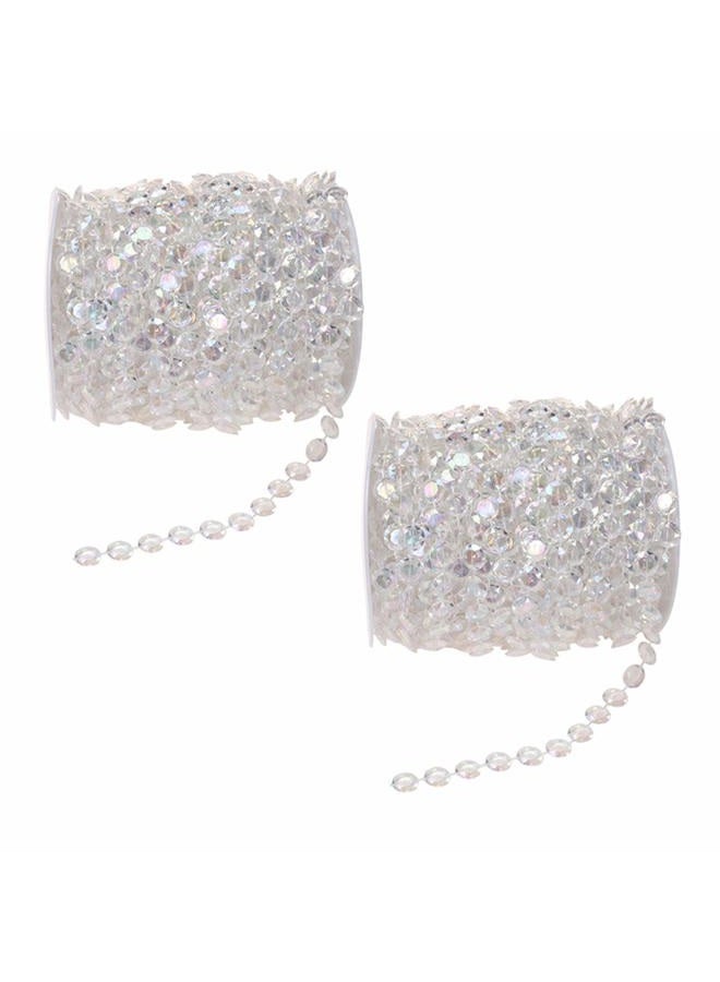 KUPOO Acrylic Clear Crystal Beads Diamond Garland Strands Rhinestone by Roll for DIY Doorway Beads String Curtain, Wedding, Birthday Party Decorations, Arts and Crafts Projects (2 Pack of 99 Ft/33 Yards) - Image 1