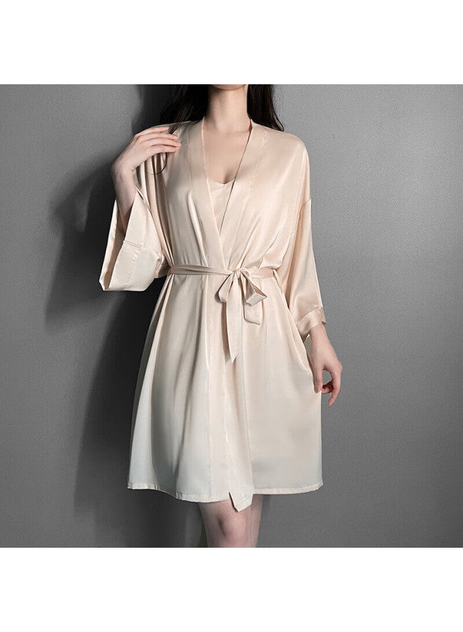 Kj Elegant Sleepwear For Women With Built-in Bra Pads, Spaghetti Strap Faux Silk Nightgown, Sleepwear Set, Birthday Gift Box Packaging - Image 3