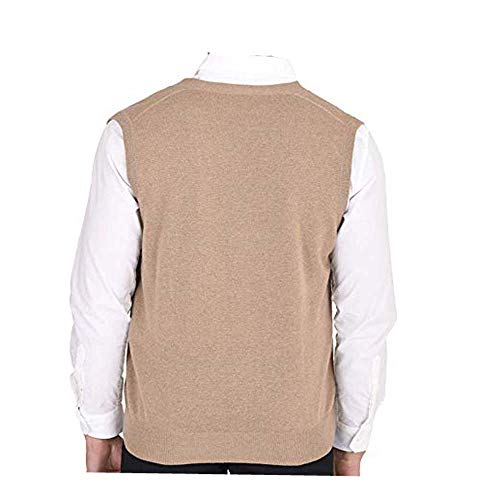 Malvina Men's Front Open Buttoned Sleeveless Woollen Cardigan with Pockets (Creamy, Meidum) - Image 2